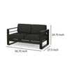 Besy Outdoor Loveseat | Black Cushion and Square Metal Frame | 57’’ BM335160