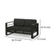 Besy Outdoor Loveseat | Black Cushion and Square Metal Frame | 57"