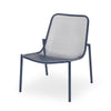 Kery 2pc Outdoor Side Chair Set | Navy Blue Mesh Metal Stackable Frame