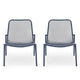 Kery 2pc Outdoor Side Chair Set | Navy Blue Mesh Metal Stackable Frame