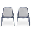 Kery 2pc Outdoor Side Chair Set | Navy Blue Mesh Metal Stackable Frame