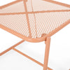 Elie Outdoor Side End Table | 20" Mesh Top | Orange Metal Sled Base