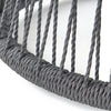 Penny Outdoor Side End Table | 19’’ Glass Top | Black Rope Woven Base BM335164