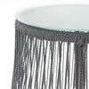 Penny Outdoor Side End Table | 19" Glass Top | Black Rope Woven Base