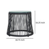 Penny Outdoor Side End Table | 19’’ Glass Top | Black Rope Woven Base BM335164