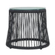 Penny Outdoor Side End Table | 19" Glass Top | Black Rope Woven Base
