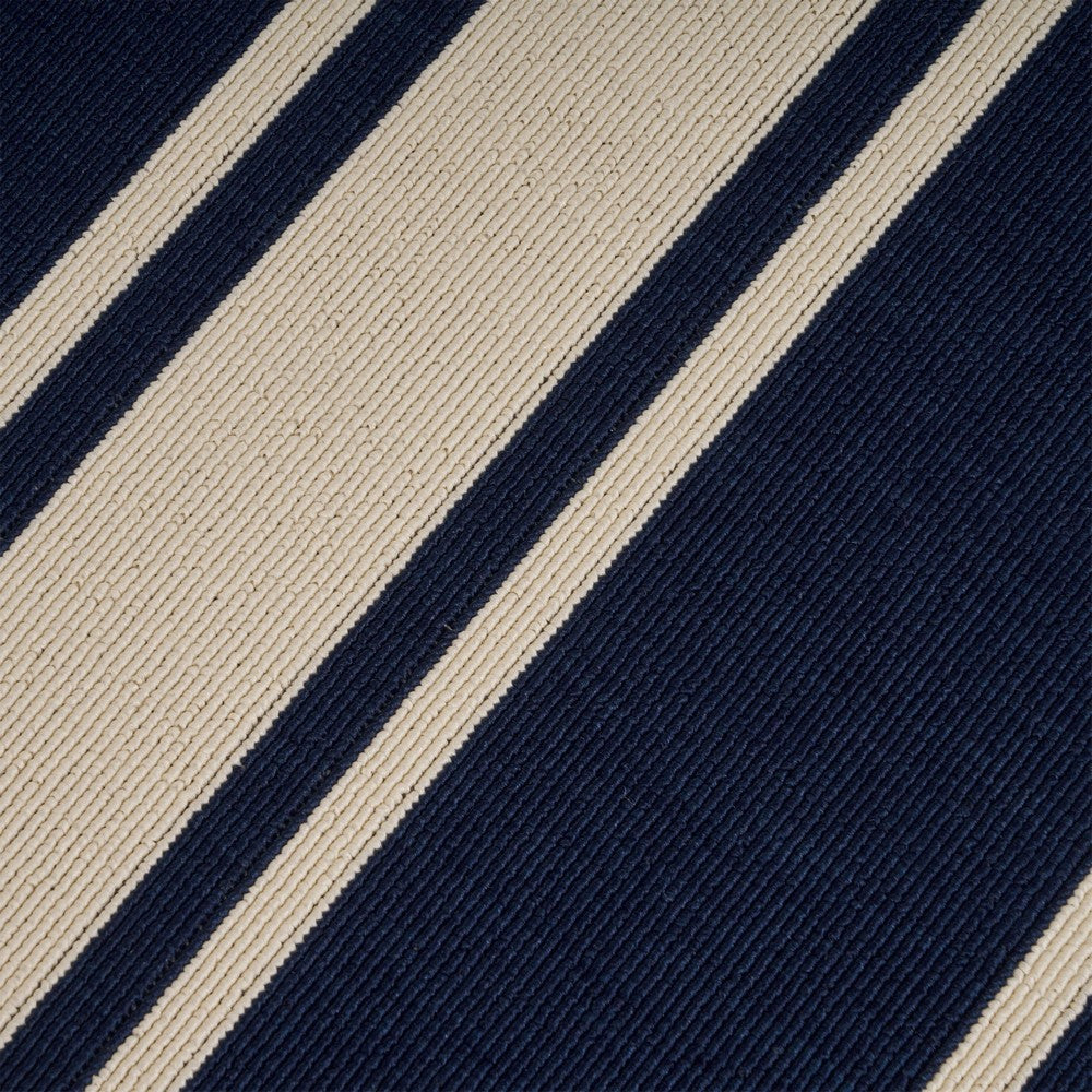 Ina Outdoor Small Area Rug | Navy Blue and White Lined Woven Pattern BM335165