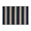Ina Outdoor Small Area Rug | Navy Blue and White Lined Woven Pattern