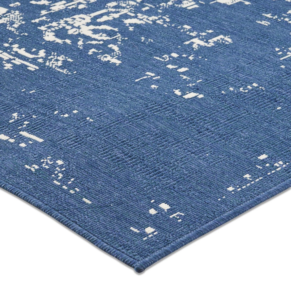 5 x 7 Outdoor Small Area Rug | Blue and Ivory Handcrafted Pattern BM335167