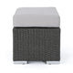 Outdoor Ottoman | 16" Square Gray Woven Frame with Plush Cushion