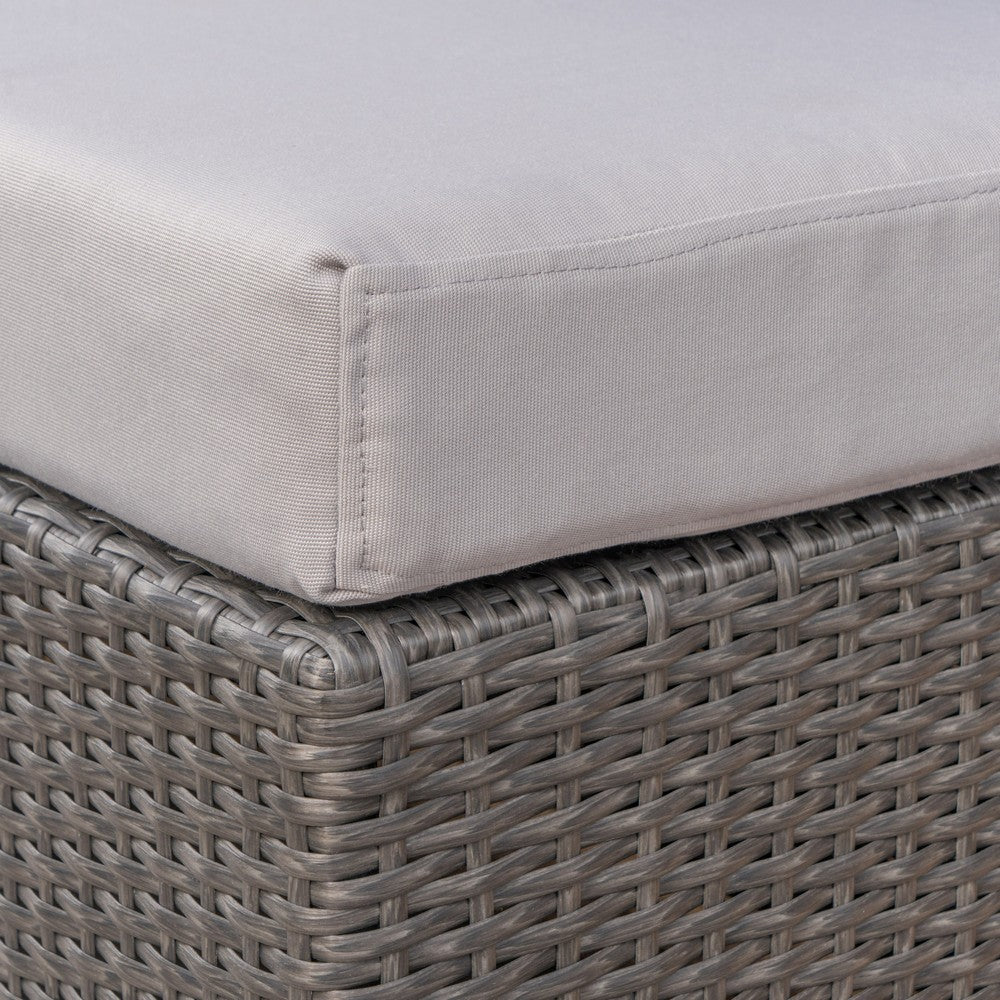 Outdoor Ottoman | 16" Square Gray Woven Frame with Plush Cushion