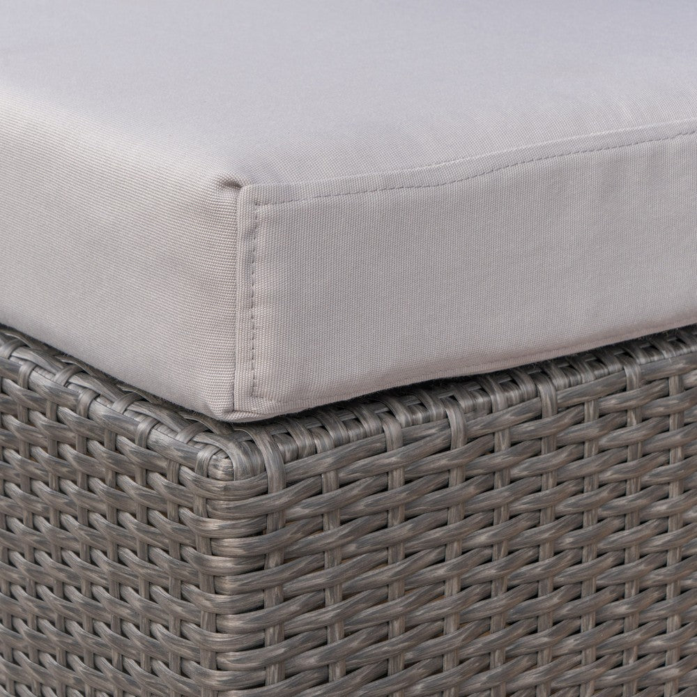 Outdoor Ottoman | 16’’ Square Gray Woven Frame with Plush Cushion BM335168