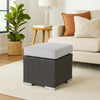 Outdoor Ottoman | 16" Square Gray Woven Frame with Plush Cushion