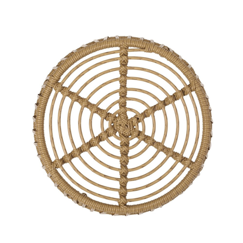 Laine Outdoor Side End Table | 20" Round Top | Brown Rope Woven Base