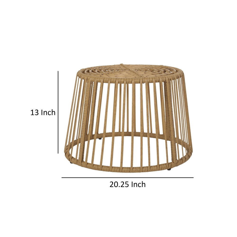 Laine Outdoor Side End Table | 20’’ Round Top | Brown Rope Woven Base BM335169