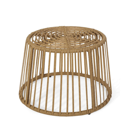 Laine Outdoor Side End Table | 20" Round Top | Brown Rope Woven Base
