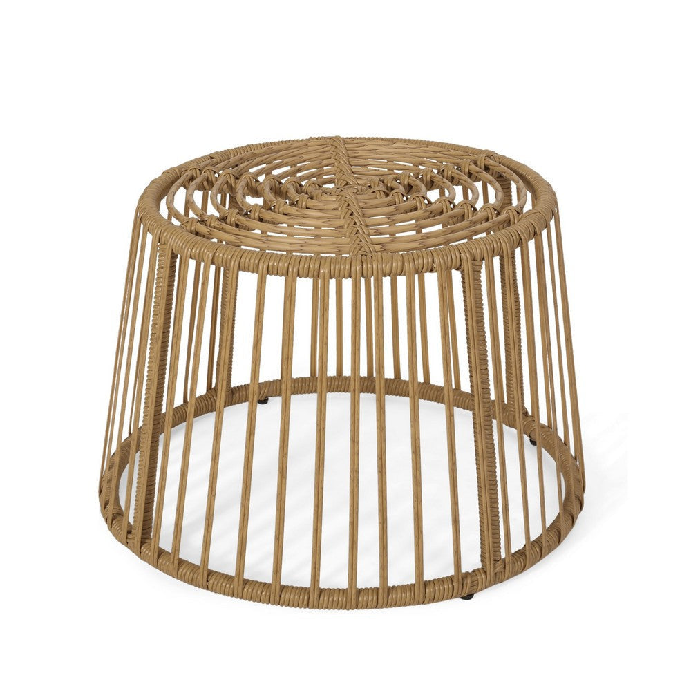 Laine Outdoor Side End Table | 20" Round Top | Brown Rope Woven Base