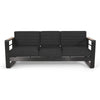 Vinia 3 Seater Outdoor Sofa | Plush Cushions | 77" Black Aluminum