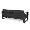 Vinia 3 Seater Outdoor Sofa | Plush Cushions | 77" Black Aluminum