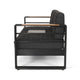 Vinia 3 Seater Outdoor Sofa | Plush Cushions | 77" Black Aluminum