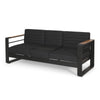 Vinia 3 Seater Outdoor Sofa | Plush Cushions | 77" Black Aluminum
