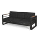 Vinia 3 Seater Outdoor Sofa | Plush Cushions | 77" Black Aluminum