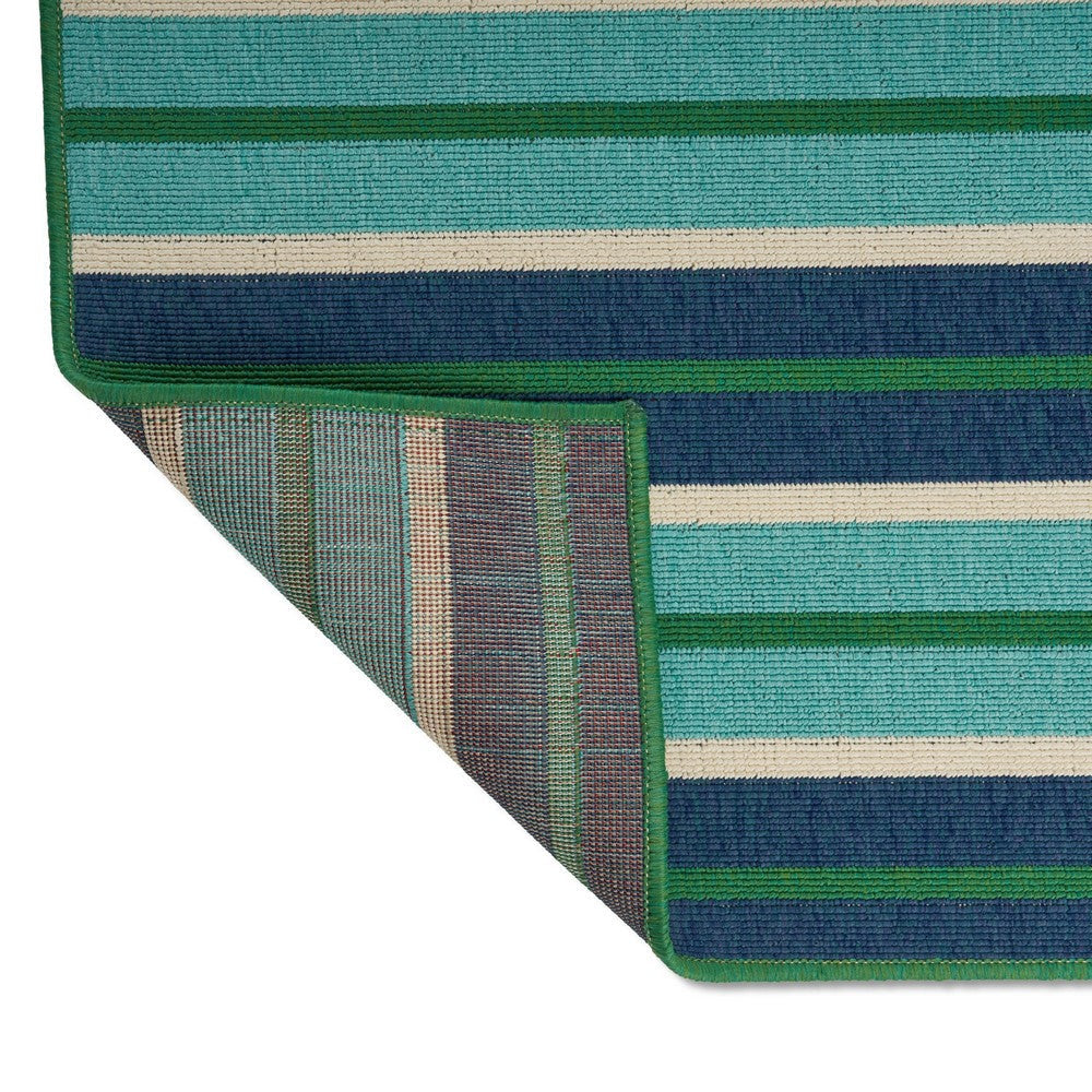 Dian 5 x 8 Outdoor Small Area Rug | Striped Pattern | Blue Green Woven BM335177