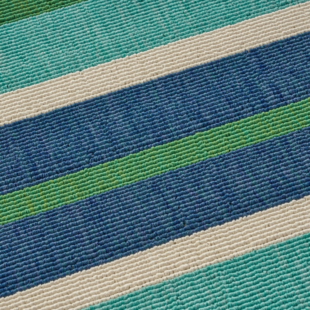 Dian 5 x 8 Outdoor Small Area Rug | Striped Pattern | Blue Green Woven BM335177