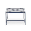 Kery Outdoor Side End Table | 20" Mesh Top | Navy Blue Sled Base