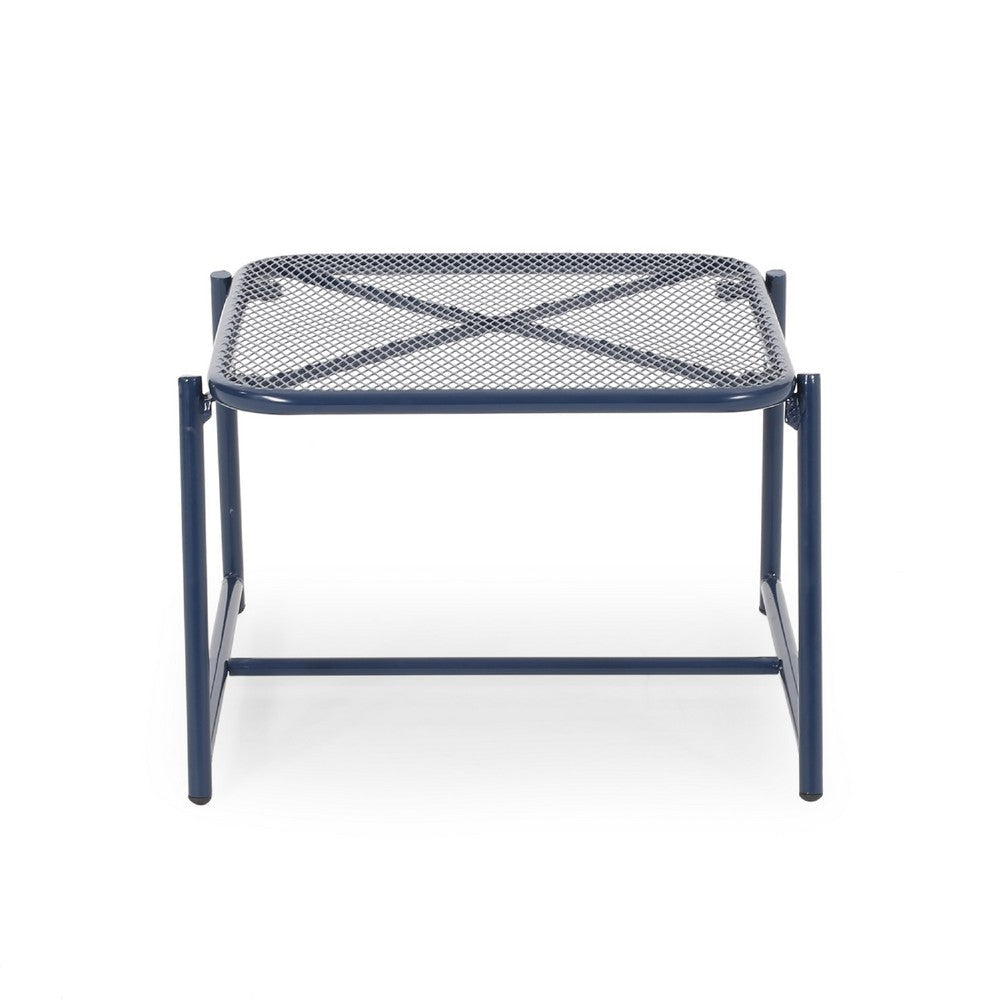 Kery Outdoor Side End Table | 20’’ Mesh Top | Navy Blue Sled Base BM335179