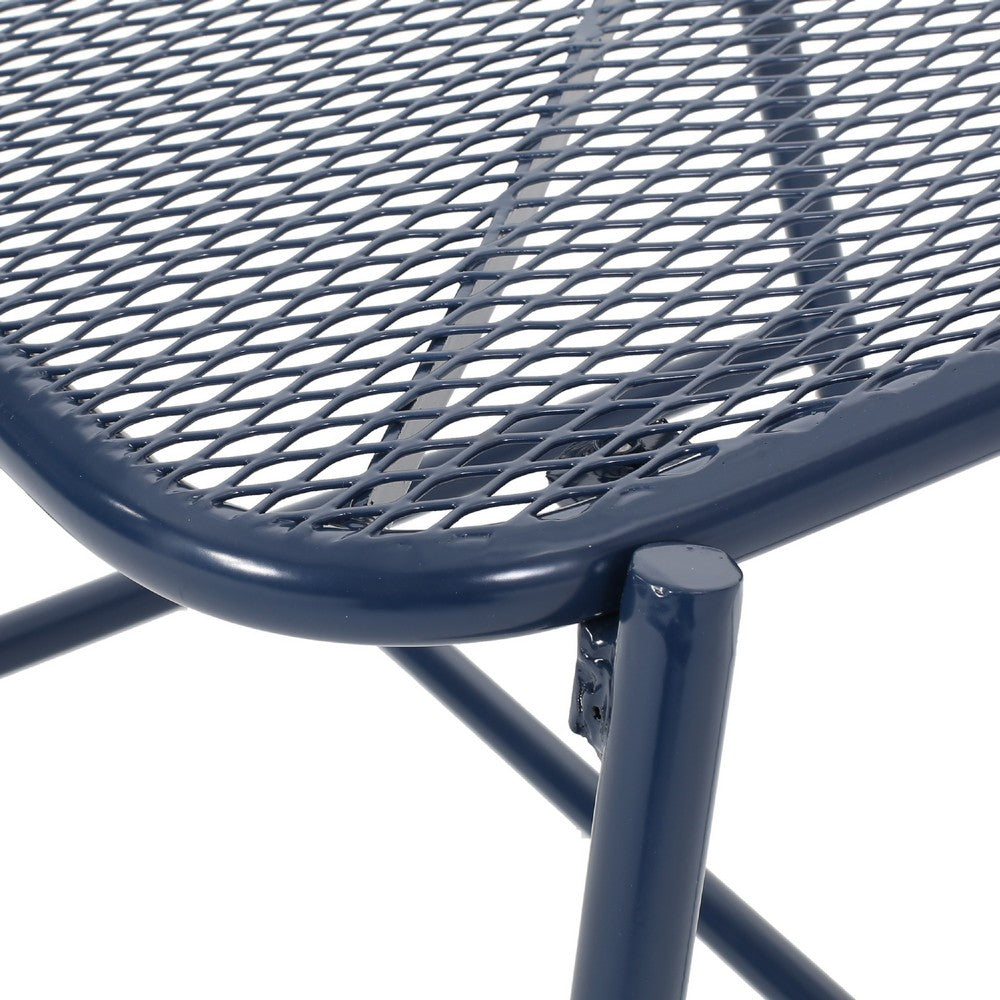 Kery Outdoor Side End Table | 20" Mesh Top | Navy Blue Sled Base