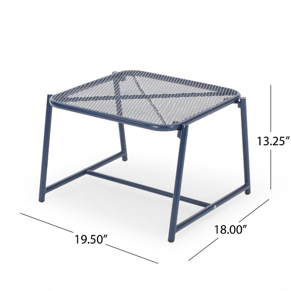 Kery Outdoor Side End Table | 20’’ Mesh Top | Navy Blue Sled Base BM335179