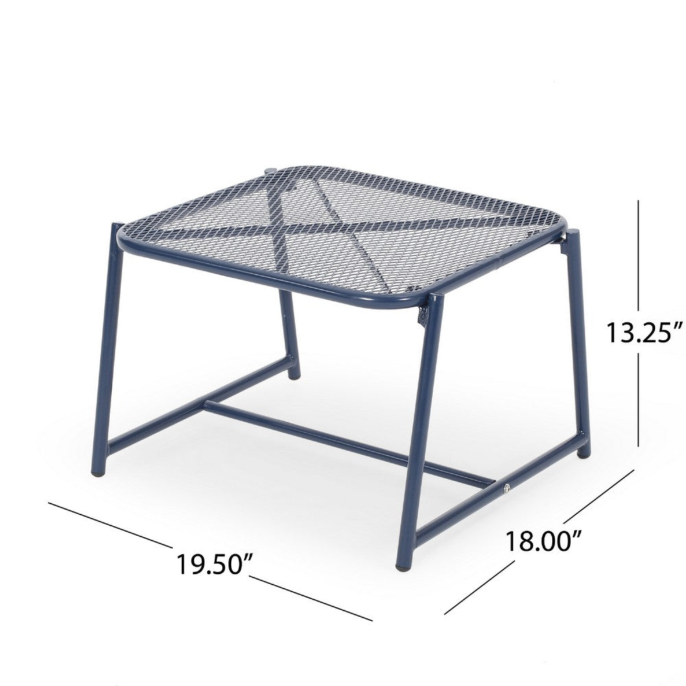 Kery Outdoor Side End Table | 20" Mesh Top | Navy Blue Sled Base
