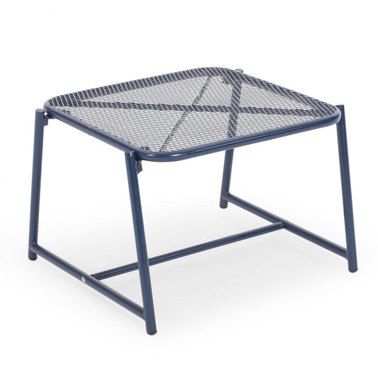 Kery Outdoor Side End Table | 20" Mesh Top | Navy Blue Sled Base