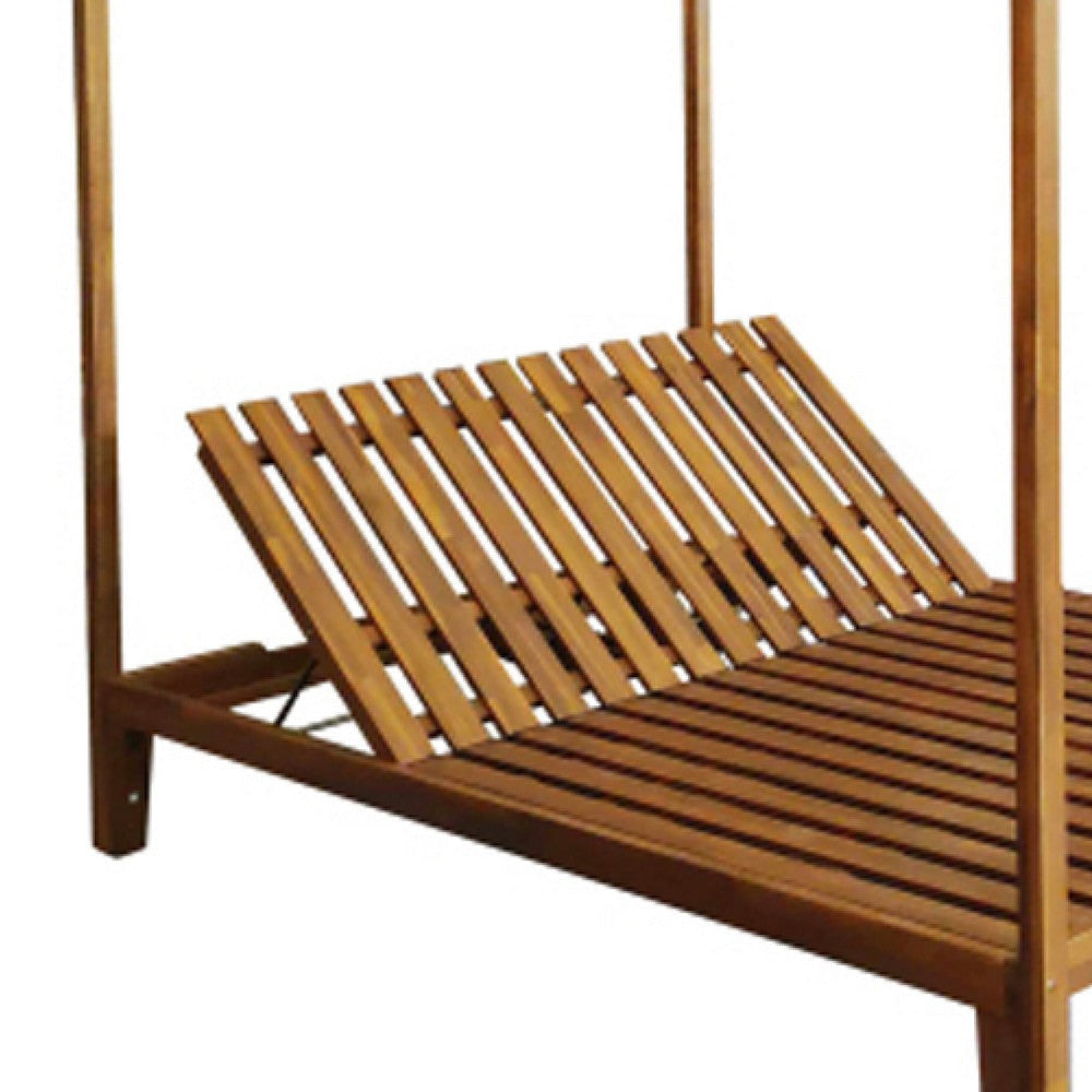 Yavi Outdoor Daybed Chaise| Adjustable Back | Brown Acacia Wood 79’’ BM335180