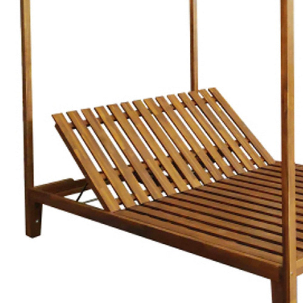 Yavi Outdoor Daybed Chaise| Adjustable Back | Brown Acacia Wood 79"
