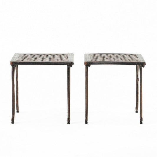 Lyra Outdoor Side End Table | Cabriole Legs | Brown Aluminium | 18"