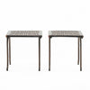 Lyra Outdoor Side End Table | Cabriole Legs | Brown Aluminium | 18"