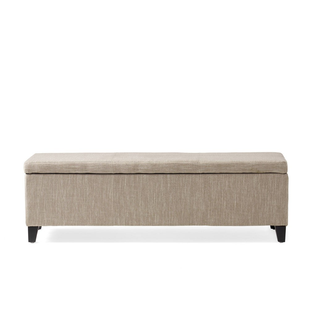 Elias Long Storage Ottoman Bench | Hinged Lid | Sand Beige | 51"