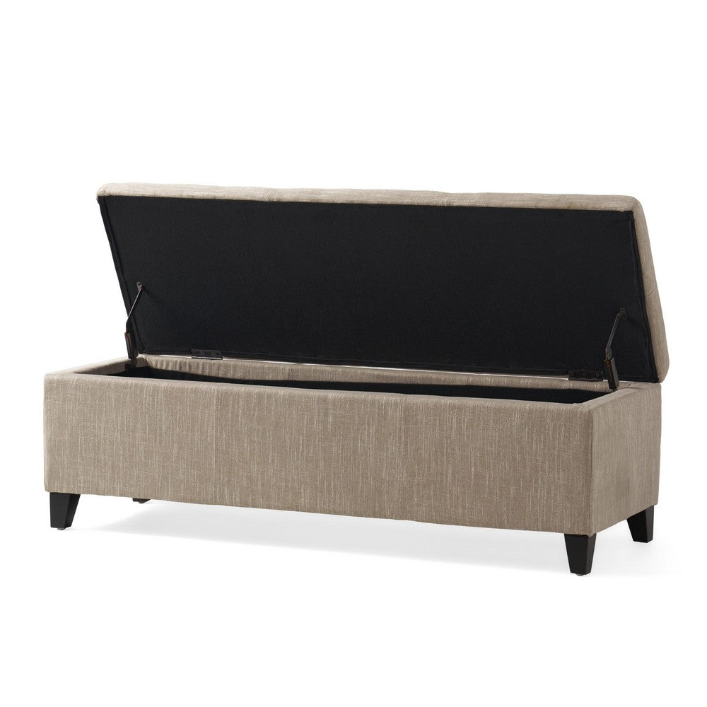 Elias Long Storage Ottoman Bench | Hinged Lid | Sand Beige | 51"