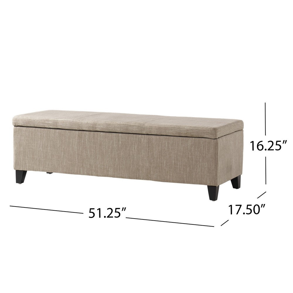 Elias Long Storage Ottoman Bench | Hinged Lid | Sand Beige | 51"