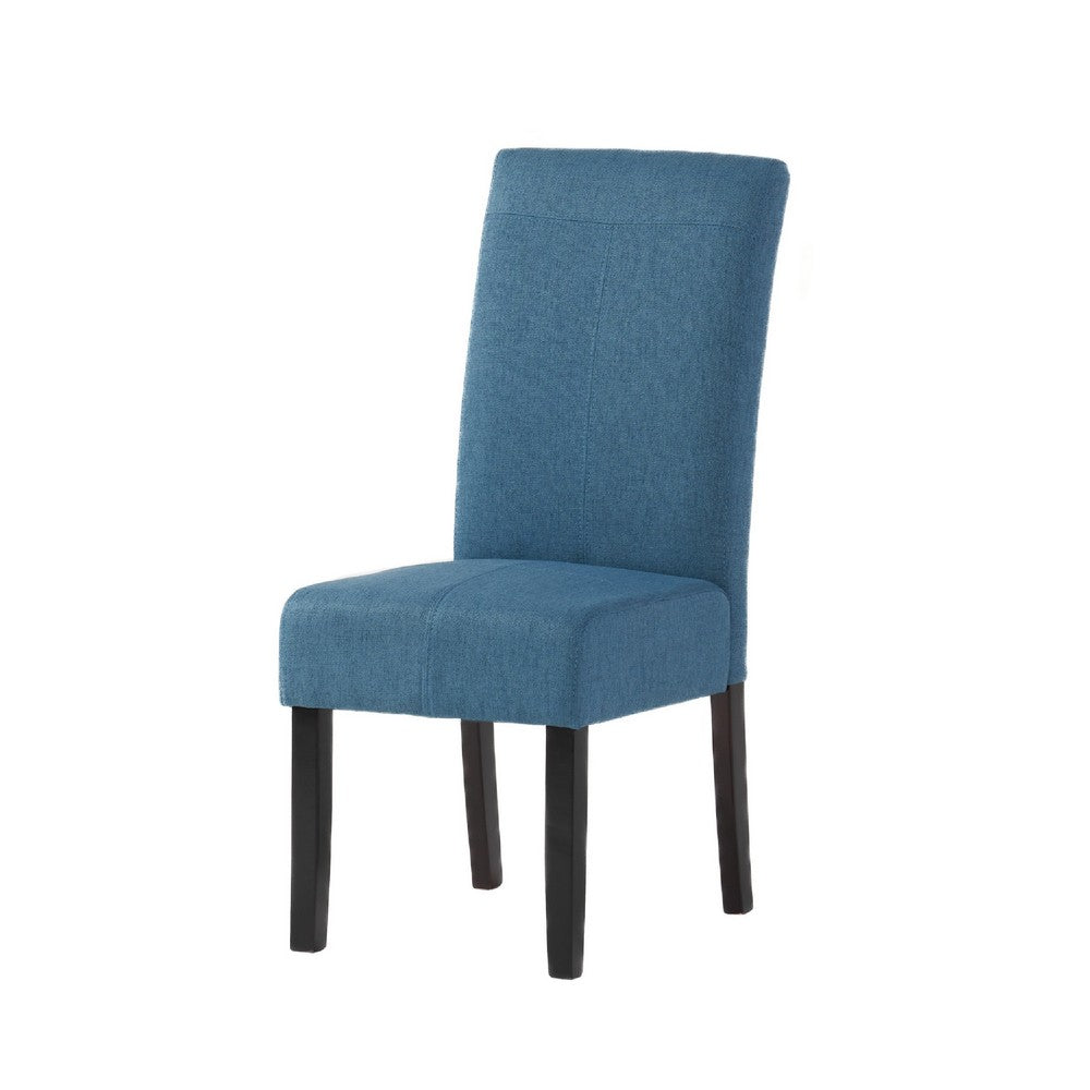 Tanya Armless Dining Chair Set of 2 | Stitched Details | Blue Fabric
