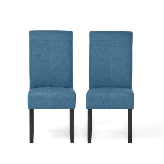 Tanya Armless Dining Chair Set of 2 | Stitched Details | Blue Fabric