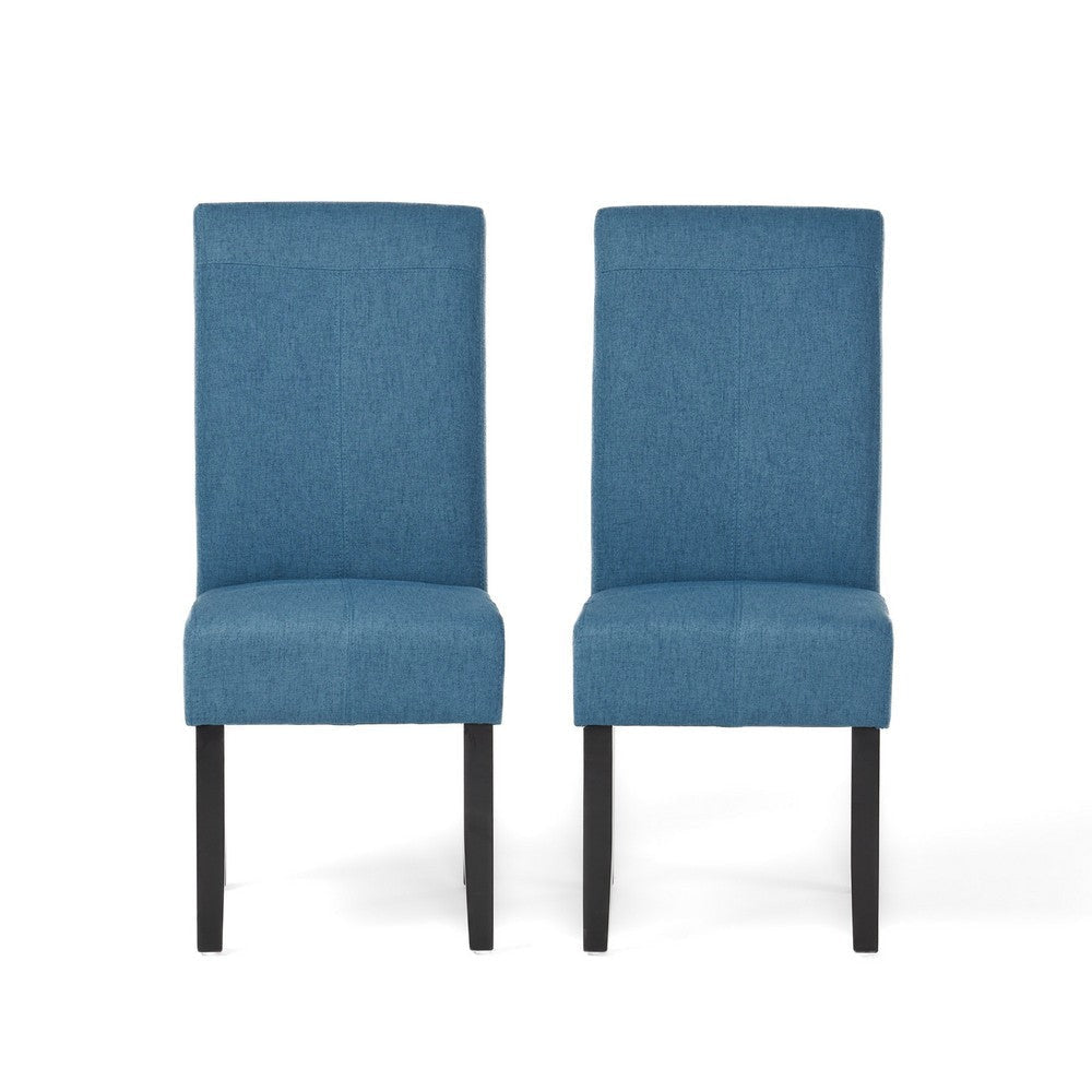 Tanya Armless Dining Chair Set of 2 | Stitched Details | Blue Fabric