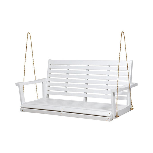 Mania Porch Swing Bench with Hanging Chain | Slatted White Acacia Wood