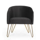 Anya Lounge Armchair | Gold Hairpin Legs | Curved Round Black Velvet BM335187