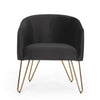 Anya Lounge Armchair | Gold Hairpin Legs | Curved Round Black Velvet