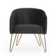 Anya Lounge Armchair | Gold Hairpin Legs | Curved Round Black Velvet