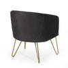 Anya Lounge Armchair | Gold Hairpin Legs | Curved Round Black Velvet