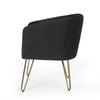 Anya Lounge Armchair | Gold Hairpin Legs | Curved Round Black Velvet